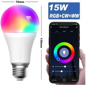 1Pcs 15W Wifi Slimme Lamp E27 B22 Dimbare Rgb + Cw Led Spotlight Bluetooth Voice Control Lamp werken Met Alexa Google Thuis