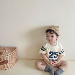 Mode Brief Print Peuter Jongen Jumpsuit All-Match Comfortabele Zachte Katoen Schattige Baby Meisje Bodysuit Baby Outfits Een Stuk