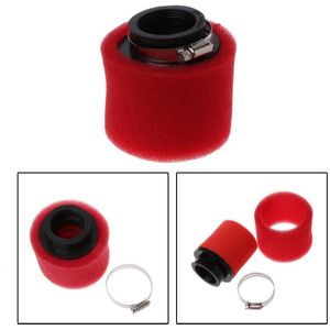 Motorfiets Dubbele Spons Luchtfilter Cleaner Black Rechte Hals 35/38/40/42/45/48mm