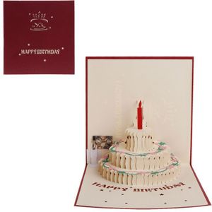 3D Up Wenskaart Gelukkige Verjaardag Cake Muziek Led Postkaart Met Envelop QX2E