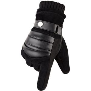 Mannen Windfproof Dikke Faux Lederen Handschoenen Winter Volledige Finger Riding Fietsen Rijden Skiën Handschoenen Warme Wanten Bruin Zwart