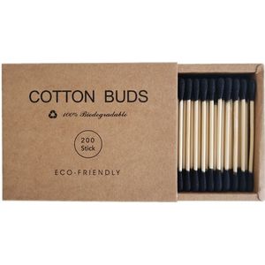 200 Stks/doos Dubbele Hoofd Wattenstaafje Bamboestokken Wattenstaafje Wegwerp Knoppen Katoen Voor Makeup Neus Oren Schoonmaken