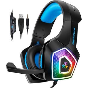 Hunterspider V1 Gaming Headset Stereo Bass Heaphone Met Microfoon Led Licht Voor PS4 Xbox Een Pc + 5000 Dpi 6 knoppen Pro Gaming Muis