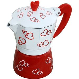 Koffie Pot Moka Pot Koffiezetapparaat Romantische Rode Hart Aluminium Espresso Mokka Koffie Pot Kit Percolator Koffiekan Gereedschap