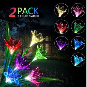 Led Solar Bloem 7 Kleur Lelie Outdoor Waterdichte IP65 Verlichting Fee Licht Gazon Lamp Voor Tuin Achtertuin Decoratieve Verlichting