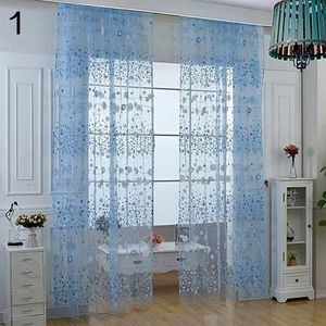 Pastorale Bloemen Voile Sheer Tulle Venster Interieur Gordijn Volant Deur Scheidingswand Drape Decoratie Gordijnen