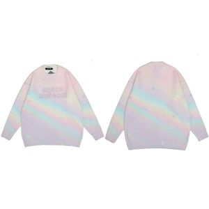 Mannen Hip Hop Gebreide Jumper Pull Truien Rainbow Tie Dye Streetwear Harajuku Herfst Oversized Hispter Casual Truien