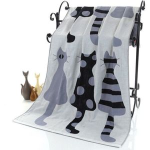 Badhanddoek - Katoen - 70x140 cm - Cartoon - Grote Kat - Jacquard
