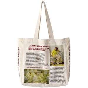 Vrouwen Canvas Boodschappentas Stof Katoenen Doek Schoudertassen Voor Vrouw Tote Shopper Bag Eco Herbruikbare Opvouwbare Dames Handtas