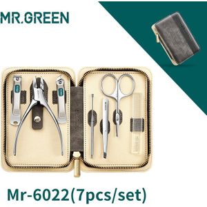 Mr. Groen Manicure Set Kleur Contrast Sets Nagelknipper Cutter Gereedschap Kits Rvs Pedicure Travel Case Voor Man Vrouw