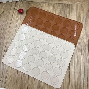 30 gat Ronde Siliconen non-stick Macarons Bakken Mat Bakken Pan Oven Kneden Gebak Cake Roll Rolling Pad Cake maken Gereedschap