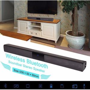 Home Draadloze Bluetooth Soundbar Stereo Speaker Tv Home Theater Tf Usb Sound Bar (Zwart)