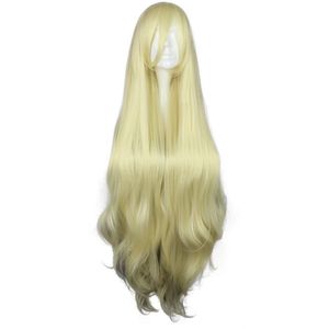 MCOSER 115 cm Licht geel Synthetische Kleur Lange Golvende 100% Hoge Temperatuur Fiber Hair WIG-555A
