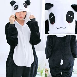 Kigurumi panda lange mouw kap onesie Vrouwen mannen combinaison pyjama adult Flanel warme panda pyjama Hele onepiece dier pyjama
