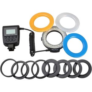 Macro Led Ronde Flash Bundel Met 8 Adapter Ringen Voor Canon Nikon Pentax Olympus Panasonic Dslr Camera