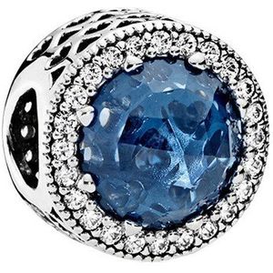 100% 925 Sterling Zilver Bedels Sparkling Blauw Wit Crystal Charm Fit Originele Pan Charm Armbanden Ketting Diy Sieraden