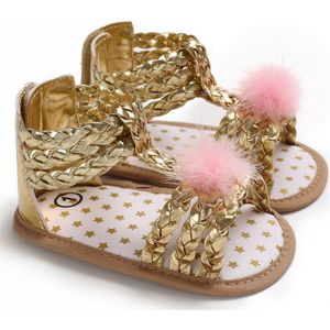 Pasgeboren Baby Baby Girl Soft Sole Sandaaltjes Peuter Zomer Schoenen Strik Sandalen Schoenen 0-18 M Goud sliver Roze