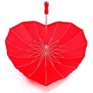 Creatieve Hartvormige Liefde Paraplu Volwassen Bridal Wedding Effen Rode Waterdichte Wind Slip Mannen En Vrouwen Paraplu