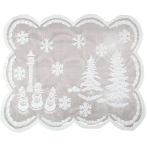 Witte Kerst Xmas Sneeuwpop Kerstman Decoraties Kant Tafellopers Plaatsing D0AD
