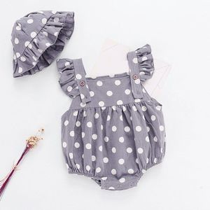 Een Stuk Jumpsuit Voor Baby Meisje Jongens; Ruches Print Bodysuit Outfit; Hoed; set Van Kleding Voor Kinderen 3-24 Maanden,