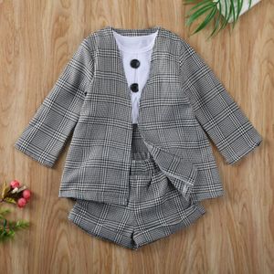 Leuke Pasgeboren Baby Girl Kid Plaid Top Broek Jas Formele Kleding Bovenkleding 1-6Y