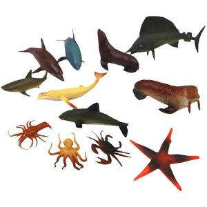 12 Verschillende Zeedieren Model Plastic Oceaan Cijfers Creatures Display Kid Multicolor Speelgoed