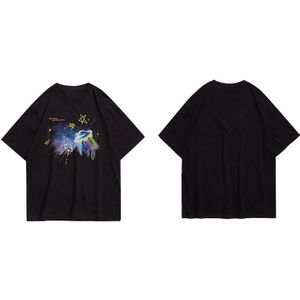 Gonthwid Hip Hop Streetwear Tees Shirts Graffiti Ufo Alien Galaxy Print Korte Mouw T-shirts Mannen Harajuku Casual Katoenen Top