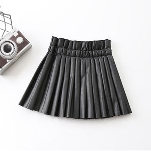 Sodawn Meisjes Rokken Kinderkleding Kinderen Plooirok Voor 3-7Y Casual Solid Pu Lederen Baby Meisje Rokken