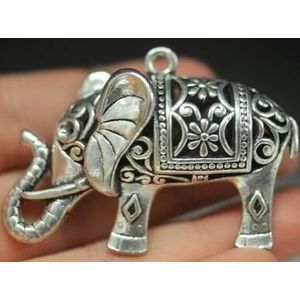 Exquisite Tibetaans Zilver En Koper Gesneden Holle Olifant Hangers Met Nationale Stijl