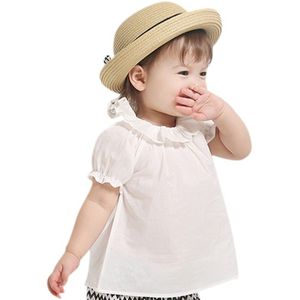 Zomer Baby Meisjes Shirt Puff Mouwen Wit Zoete Blouse Kids Peuter Tops Kinderen Kleding 0-24M