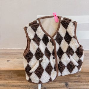 Herfst Winter Baby Kids Katoenen Vestcoat Mode Jongens Meisjes Dikke Mouwloze Kleding Geometrische Patroon Kinderen Warm Uitloper