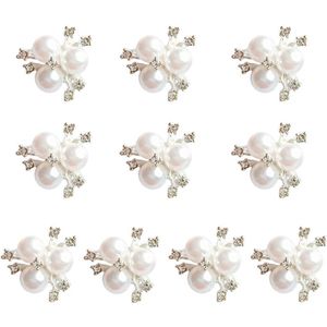 10 Stks/set Faux Pearl Rhinestone Flower Embellishments Broche Plaksteen Knoppen Voor Diy Ambachten Wedding Party Accessoires