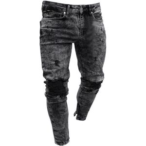 Katoen Jeans Mannen Lente Mannen Kleding Denim Broek Verontruste Freyed Slim Fit Casual Broek Stretch Ripped Jeans Met Gaten