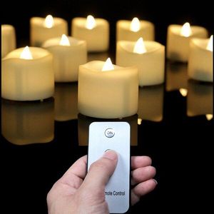 Pak van 6 Knipperende Afstandsbediening Kaarsen Voor Valentijnsdag Decoratie, Elektrische Vlamloze Theelichtjes, warm wit of Geel