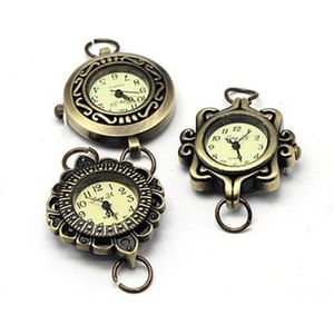 10 pcs Legering Horloge Gezicht Horloge Hoofd Componenten, Gemengde Stijl in Willekeurige, Antiek Brons, 27 ~ 32x28 ~ 34x7 ~ 8mm, Gat: 6 ~ 7mm