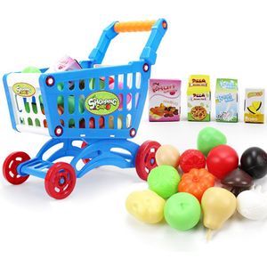 16Pcs Kids Supermarkt Winkelwagentje Speelgoed Meisje Jongen Spelen Simulatie Winkelwagen Met Fruit Groenten Speelgoed Supermarkt Pretend Playset