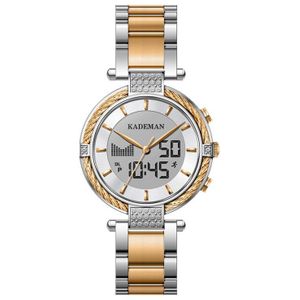 Kademan Vrouwen Horloge LCD Dual Display Elegante Top Luxe Mode Vrouwelijke Quartz Horloge Relogio Feminno Waterdichte K9080