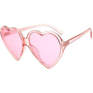 90S Vintage Bril Mode Grote Vrouwen Dame Meisjes Oversized Hartvormige Retro Zonnebril Leuke Liefde Eyewear (Roze)