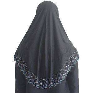 Moslim Vrouwen Meisjes Amira Hijab Sjaal Islamitische Hoofddoek Lange Shwals Hand-Made Side Met Luxe Tsjechische Boor