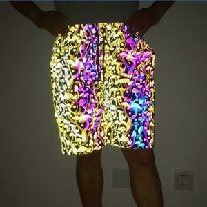 Zomer Mannen Kleurrijke Paddestoel Reflecterende Shorts Nachtlampje Hip Hop Korte Homme Harajuku Weerspiegelen Casual Korte Broek Bermuda