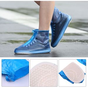 Waterdichte Schoen Cover Rain Boot Cover Met Elastische Strip En Rits Herbruikbare En Anti-Gladde Voor Kinderen Blauw