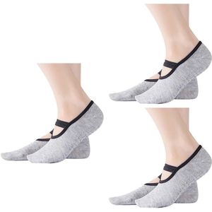 Yoga Sokken, 3 Pairs Non Slip Pilates Sokken Met Ballet Bandjes & Silicon Grips #4O03