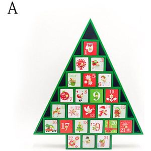 Kerstversiering Houten Kerst Countdown Kalender Ornamenten Kleurrijke Kerstboom Dozen