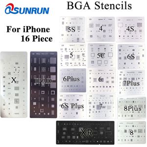 16 Stks/partij Volledige Set Bga Reballing Stencil Wijden Kit Voor Iphone 4 4S 5 5S 5c 6 6 + 6S 6S + 7 7 + Xr 8 8Plus X Ipad