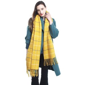Europa en de Verenigde Staten imitatie kasjmier plaid kwastje sjaal verdikte Koreaanse versie van Japanse gele plaid sjaal dame