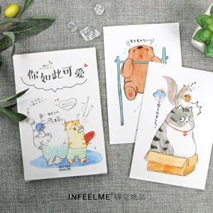 30 Sheets/Set Je Zo Leuke handgeschilderde Dieren Postkaart Wenskaart Kaart Boodschap Kaart