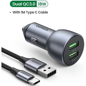 Ugreen 36W Qc Autolader Quick Charge 3.0 Voor Samsung S10 9 Snelle Auto Opladen Voor Xiaomi Iphone QC3.0 mobiele Telefoon Usb Lader