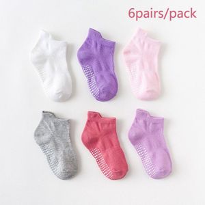 6 Paren/partij Snoep Kleur Babysokjes Kids Anit Slip Vloer Sokken Herfst Winter Casual Jongens Meisjes Katoenen Sokken Voor 0-6 Y