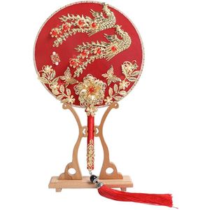 Ronde Chinese Fan Chinese Hand Fan Vintage Rode Ventilator Met Kwastje Voor Bruid Party Decoratie K888