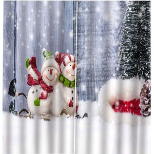 100X140Cm Kerst Gordijnen Armatuur Waterdicht Xmas Snowman 2 Panelen Gordijnen